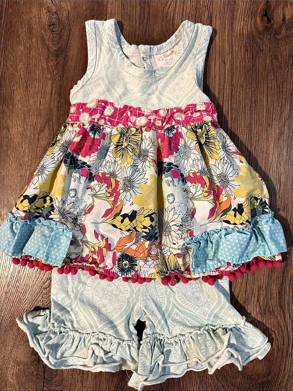 Haute Baby Floral Dress and Shorts in Blue & Pink 24M